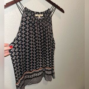 Patterned Black and White Tank Top